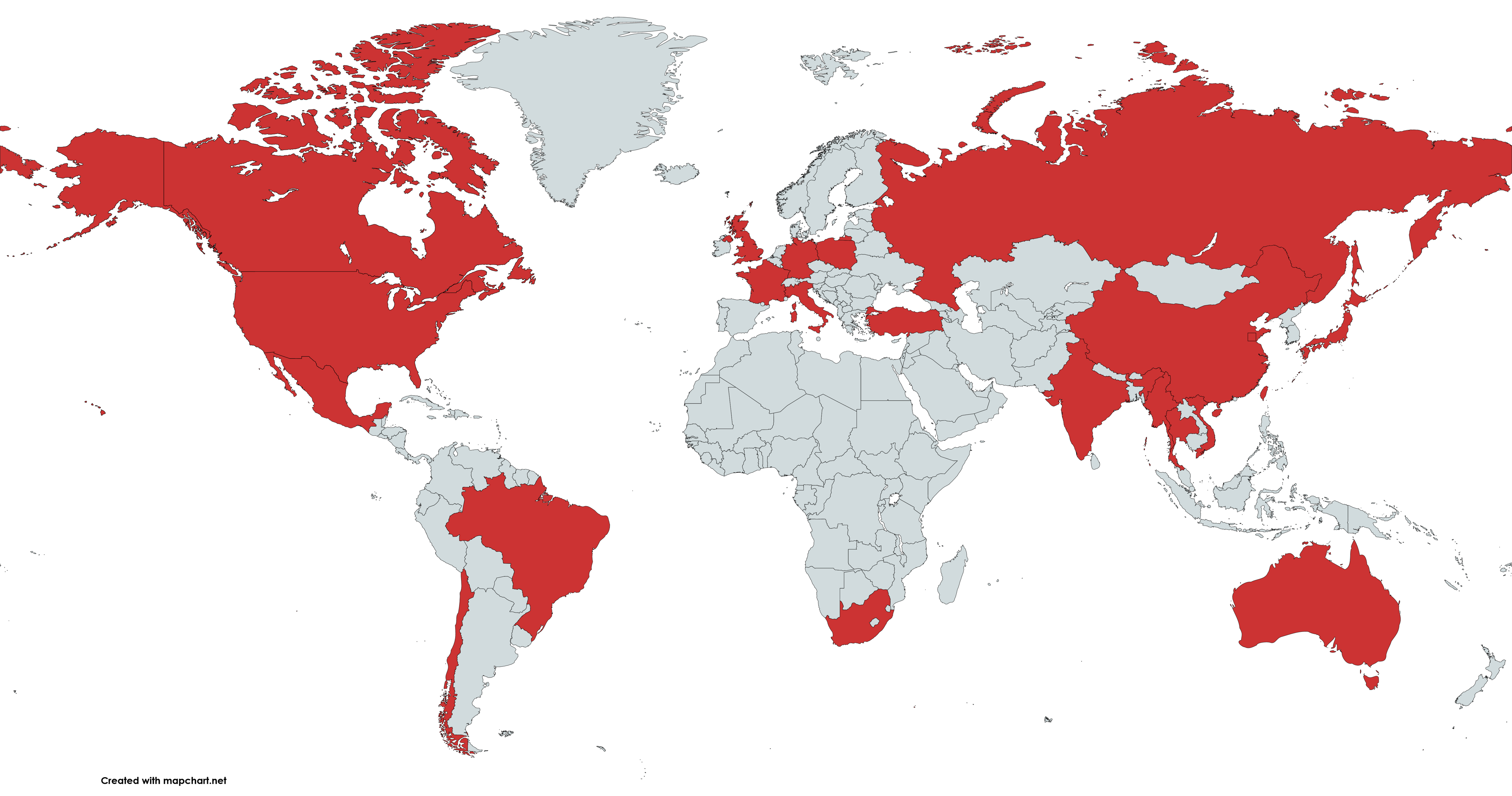 Countries and regions we have shipped to