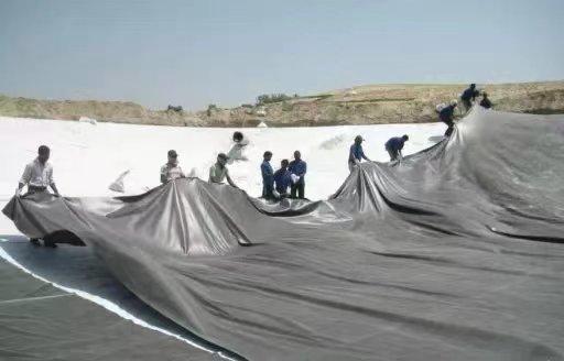 Geomembrane being installed for land reclamation project in Tianjin image 1